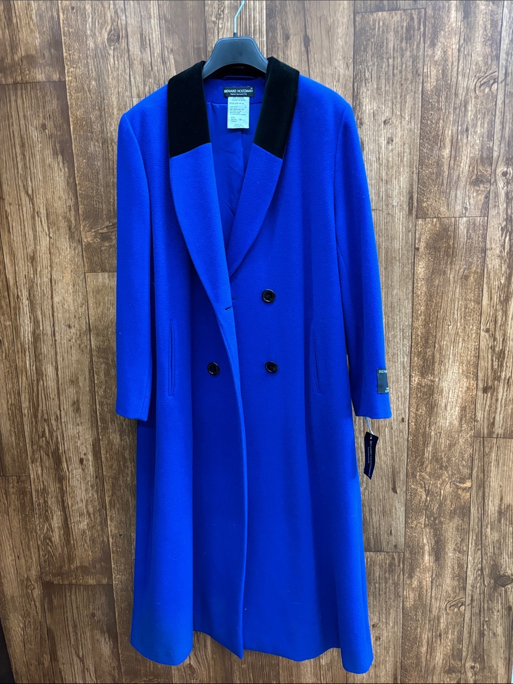 NWT Benard Holtzman Royal Blue Double-Breasted Trench Coat with Contrast Collar